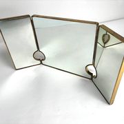 Large Mid-Century Modern Italian Brass Triple Mirror, 1950s