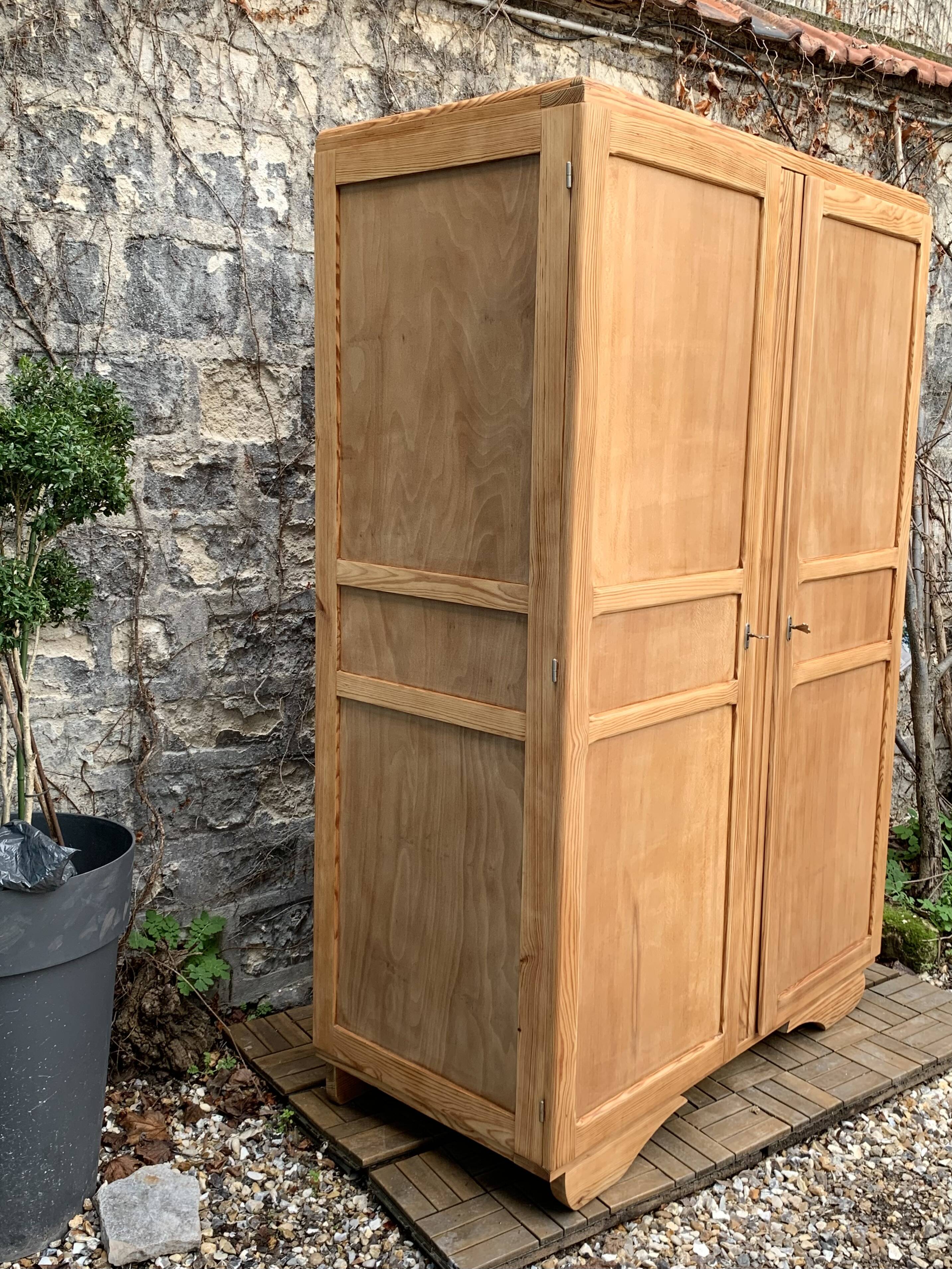 Parisian art deco wardrobe solid raw wood wardrobe