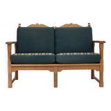1970s, Scandinavian 2-seater sofa, furniture wool, solid oak wood.