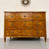 Antique marquetry chest of drawers from the transition period at the end of the 18th century, with 3 wooden drawers.