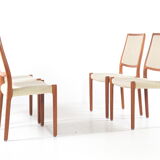 Set of four vintage chairs by Niels Otto Moller,  mid-century Denmark, teak, wool fabric, new upholstery on request