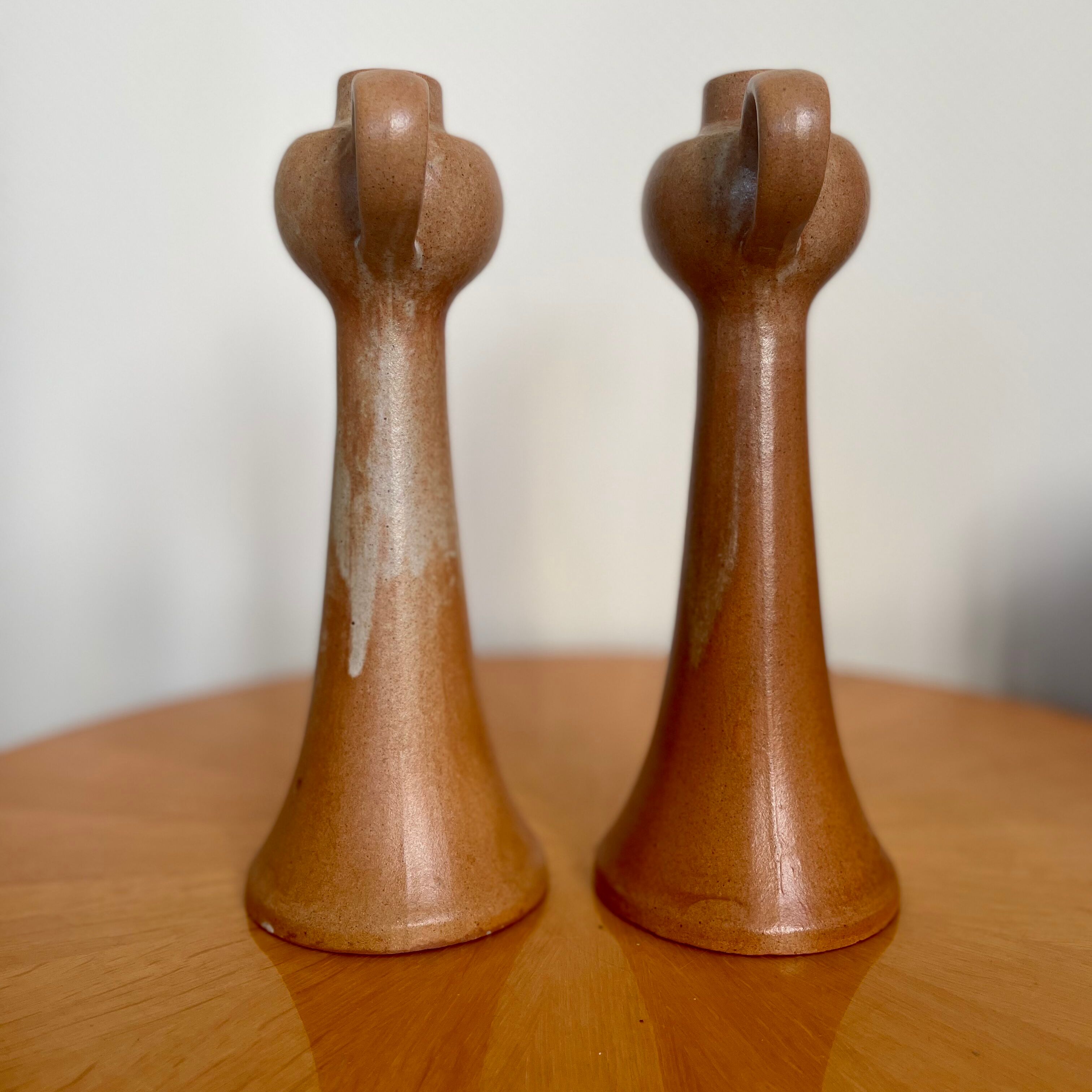 Pair of vintage 1960 sandstone candle holders