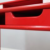 Vintage red lacquered writing desk Italian rustic design 1960s