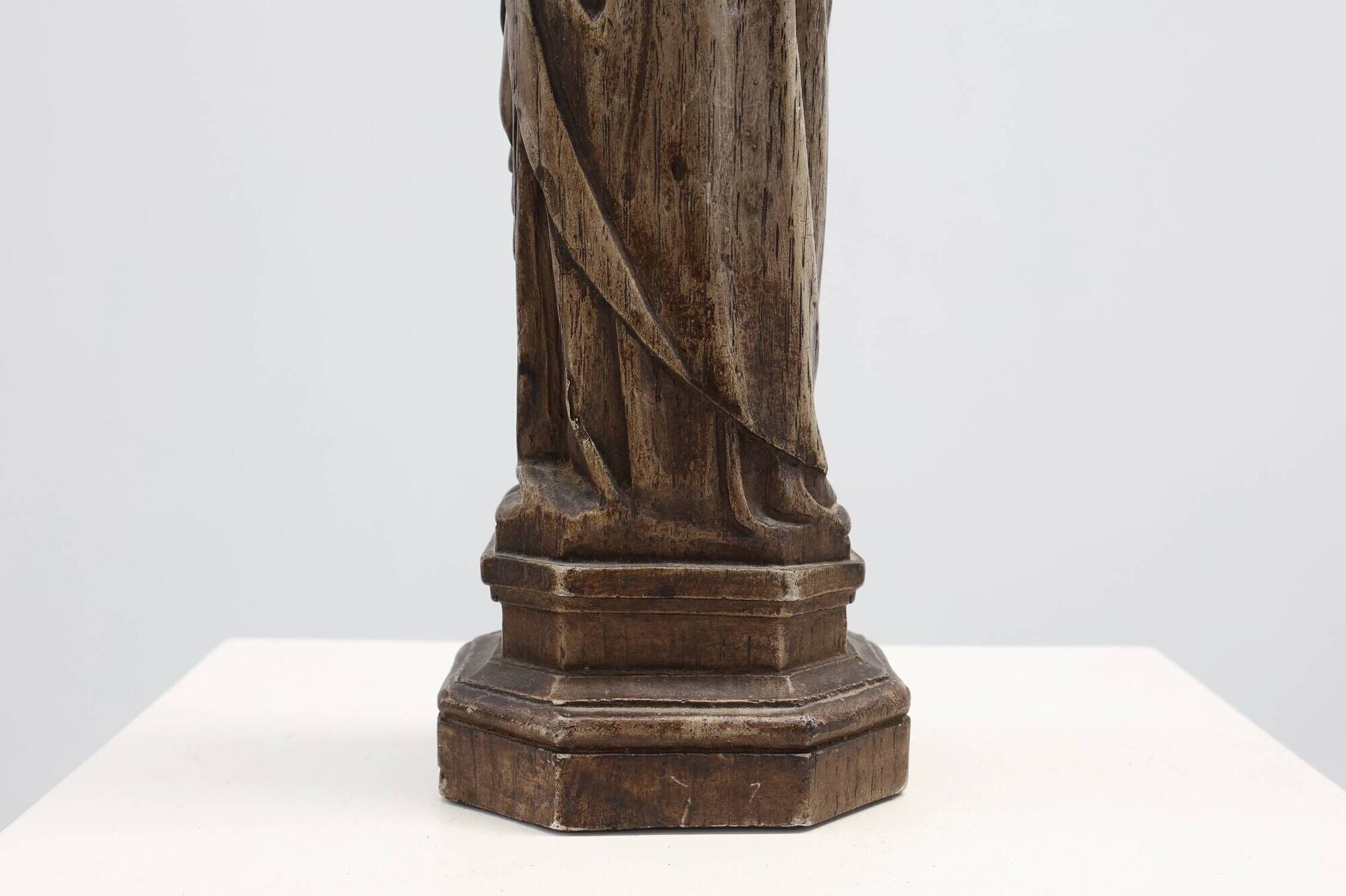 19th Century Belgian Madonna and Child Statue on Octagonal Base, Belgium