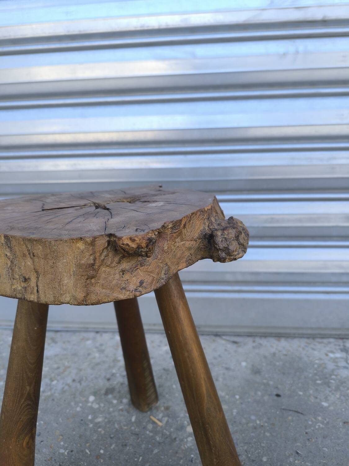 Solid elm tripod stool