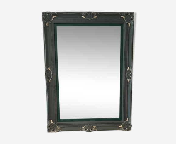 Miroir Napoléon III en bois patiné vert