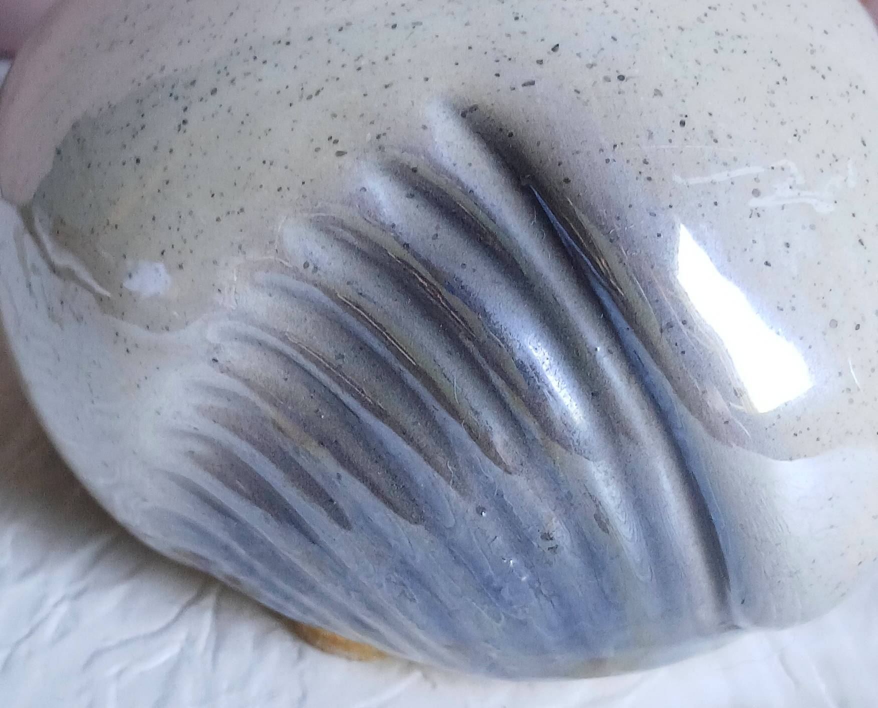 Pearlescent and iridescent ceramic guinea fowl bird