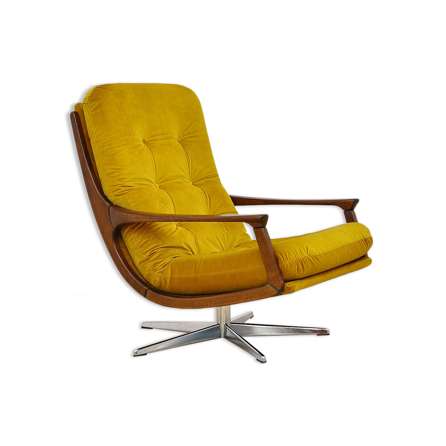 Fauteuil pivotant en velours, années 1970