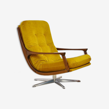 Fauteuil pivotant en velours, années 1970