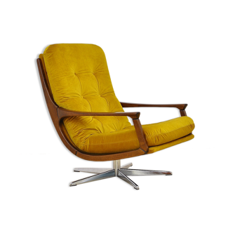 Swivel armchair in velor upholstery, 1970s