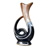 Art Pottery Vase Serpent Stoneware Flame Large Fire Signed: Verdelais.