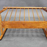 1960s uluv solid beech magazine stand, czechoslovakia