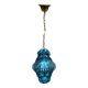 Old suspension glass cage blown Venetian lantern blue