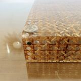 Plateau 'CHRISTIAN DIOR' plexiglass, canework and brass, 1970, lucite