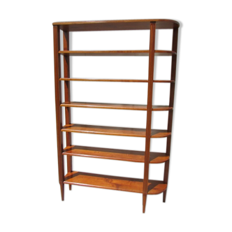 Open bookcase in abalone, quarter round shelf