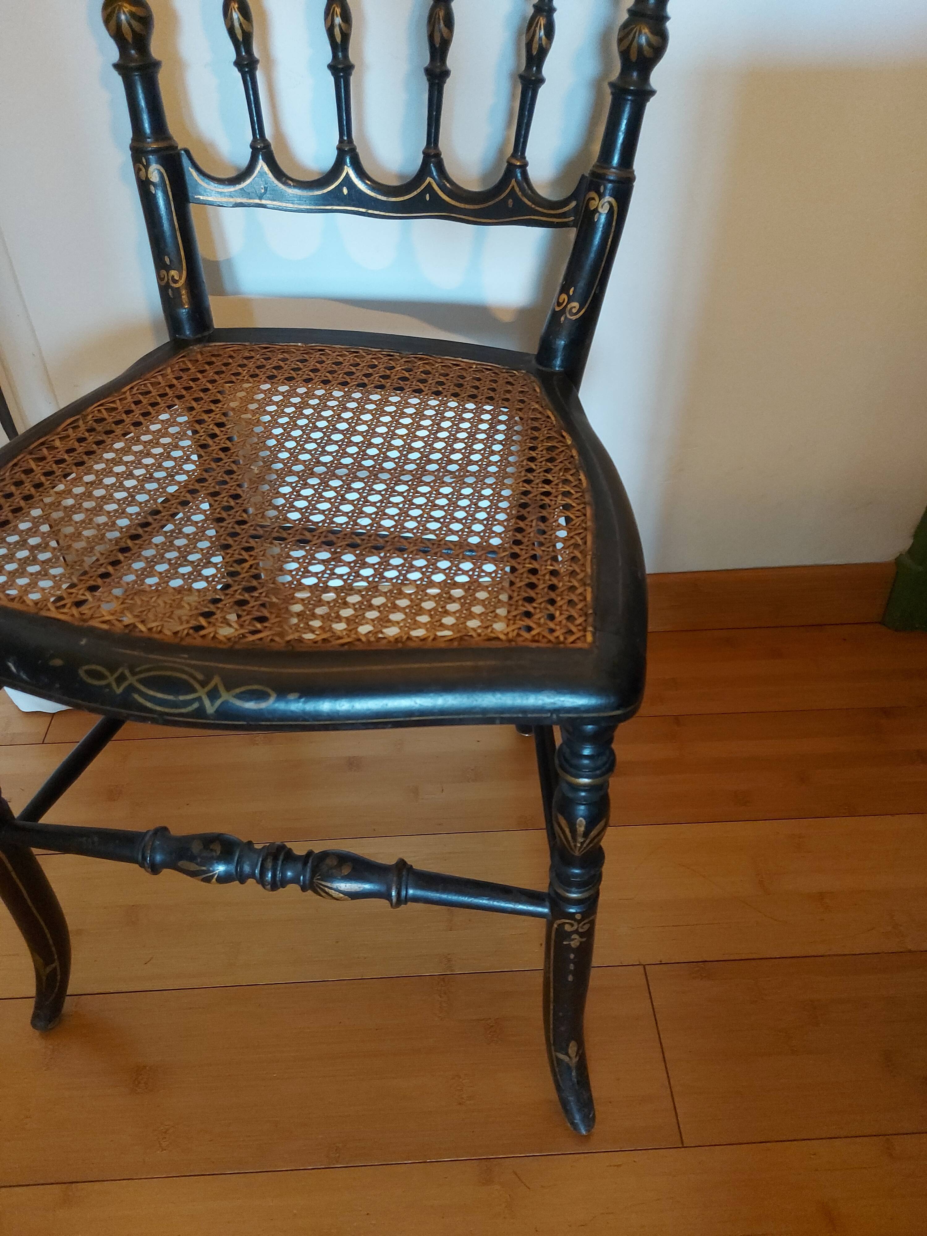 Chaise Napoleon III authentique assise cannage