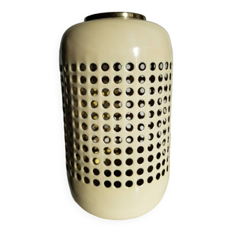 Photophore lanterne arrondie en métal beige