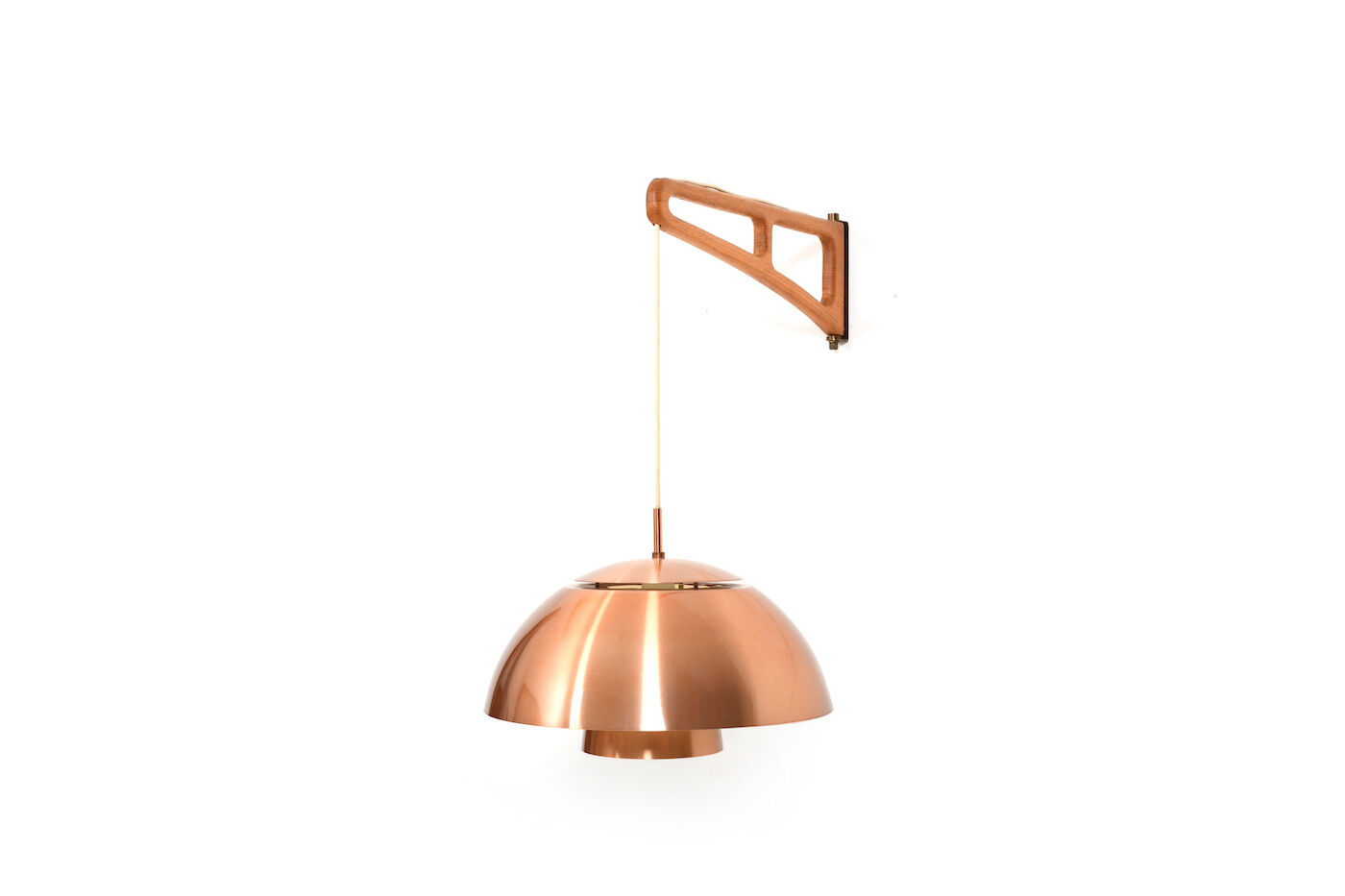 Danish oak and copper wall lamp 1960s