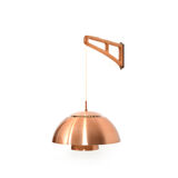 Danish oak and copper wall lamp 1960s