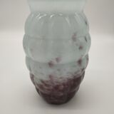 Glass vase art deco cyan and plum
