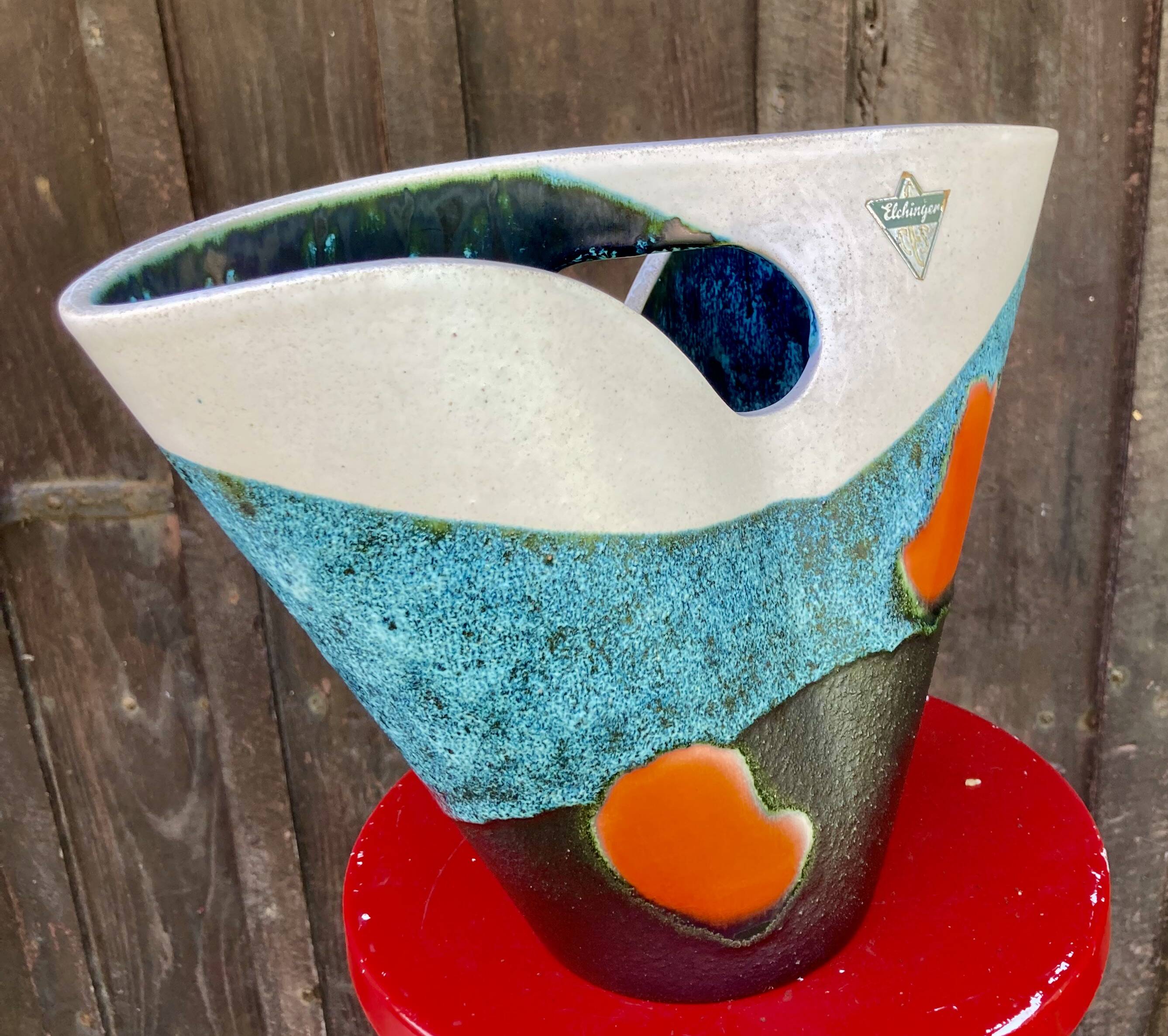 Modernist ceramic vase Elchinger, France vintage 1950 - 1960