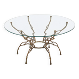 Zigzag Bronze Faux Bamboo Hollywood Regency Coffee Table, 1960s