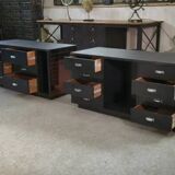 Ensemble de 2 coiffeuses, comptoirs de bijouterie en miroir fumé avec tiroirs, 1970