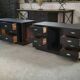 Set of 2 smoked mirrored dressing tables/jewelry counters with drawers 1970s