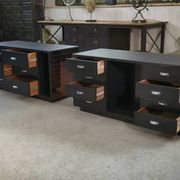 Set of 2 smoked mirrored dressing tables/jewelry counters with drawers 1970s