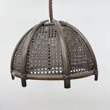 Vintage rattan and webbing hanging lamp 1970s retro