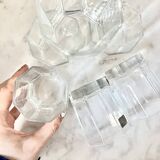 Vintage 6 x Hexagonal Clear Water Glasses, by Luminarc France, 1980s