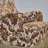 1960s, Danish highback armchair, furniture velour fabric, ash wood.
