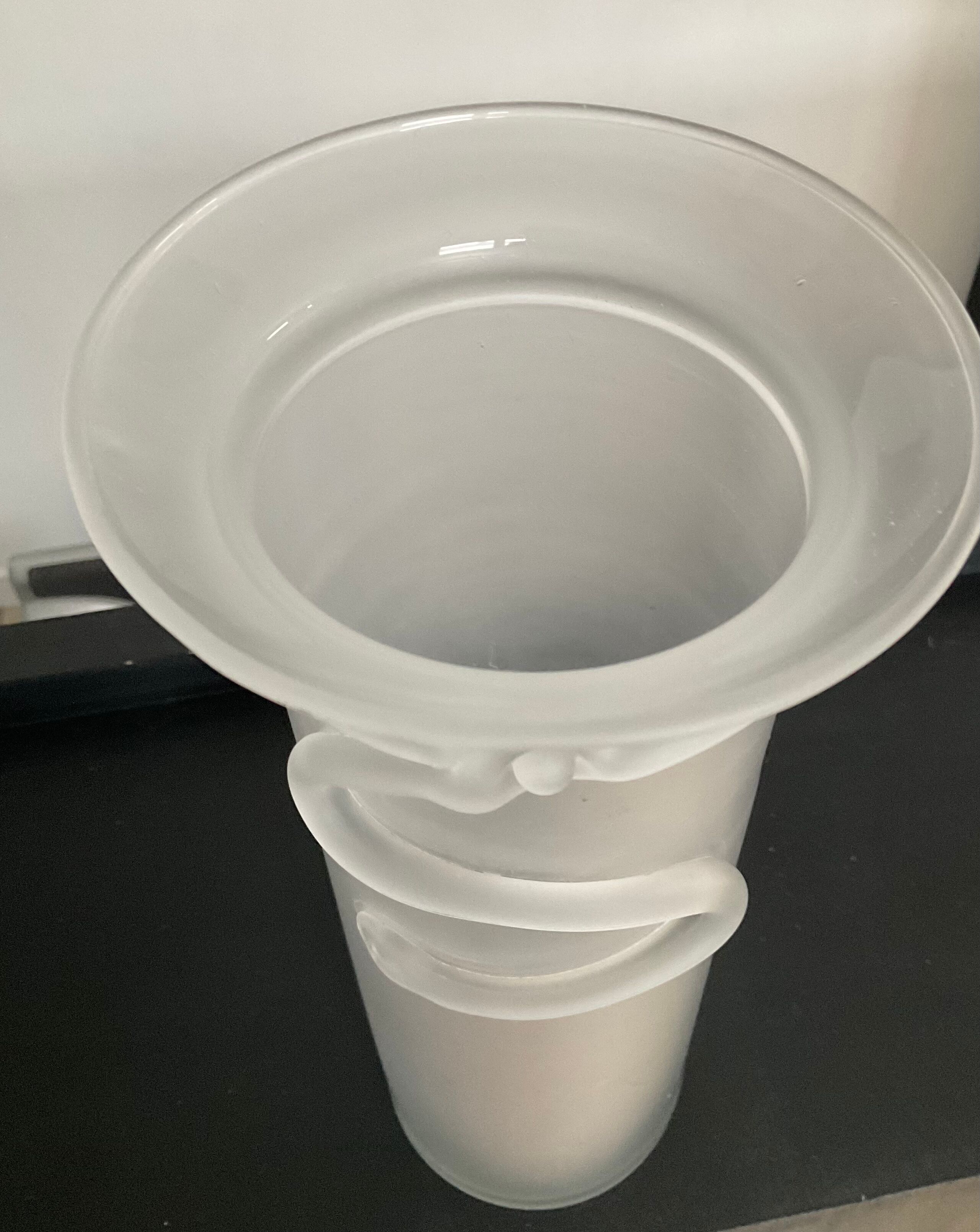 Vintage frosted glass vase 70s