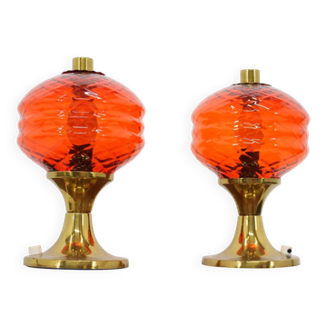 Paire de lampes de table en verre design, années 1960