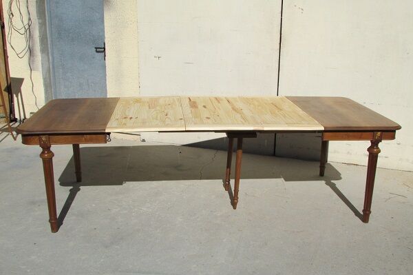 Art Deco square table in solid walnut, 14 people
