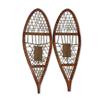 Pair of wooden snowshoes