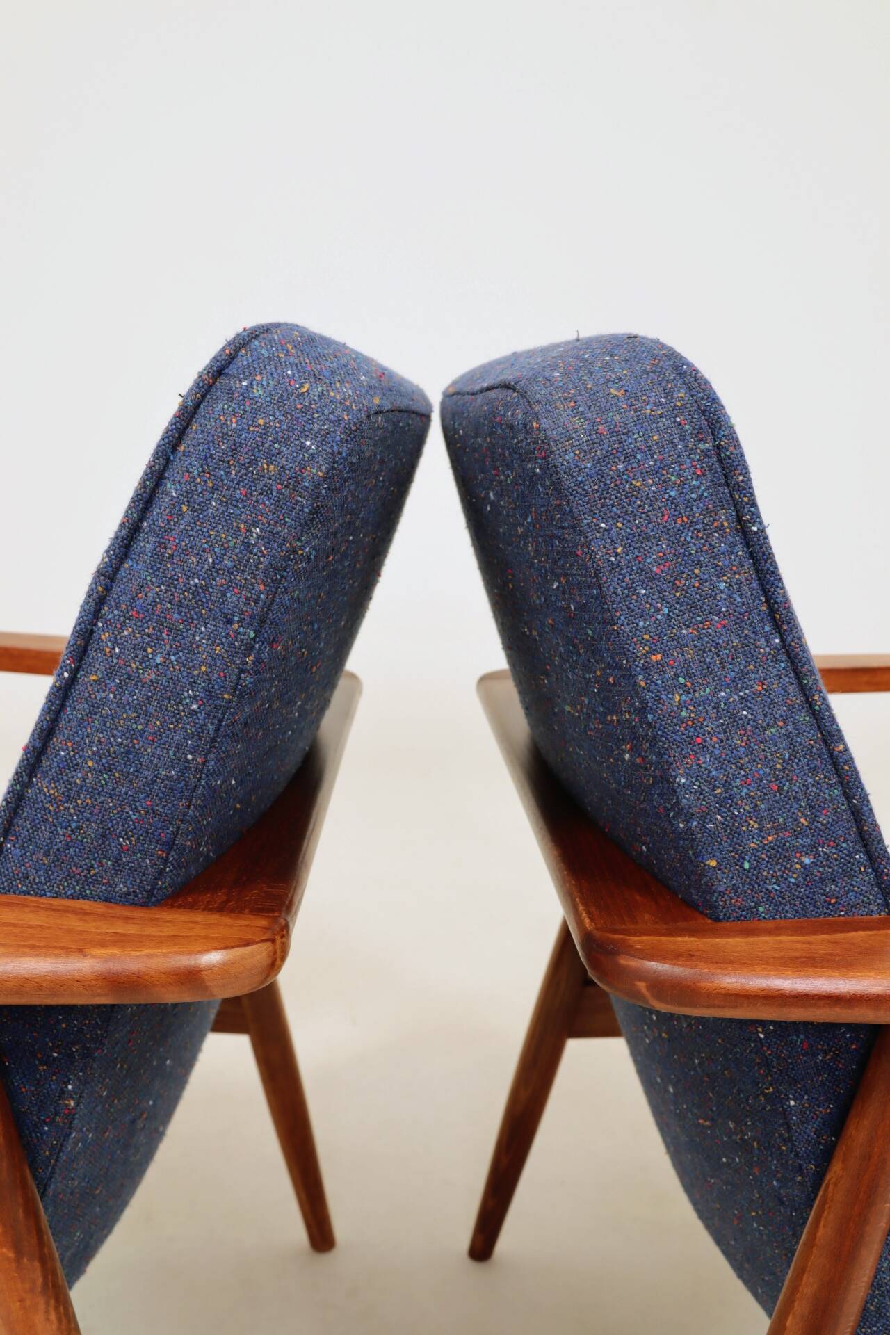 Two Mid Century Armchairs by M. Zieliński, Poland 1960, Navy Tweed