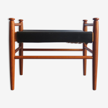Teak and leather footrest 1950s