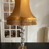 large crystal and brass lamp