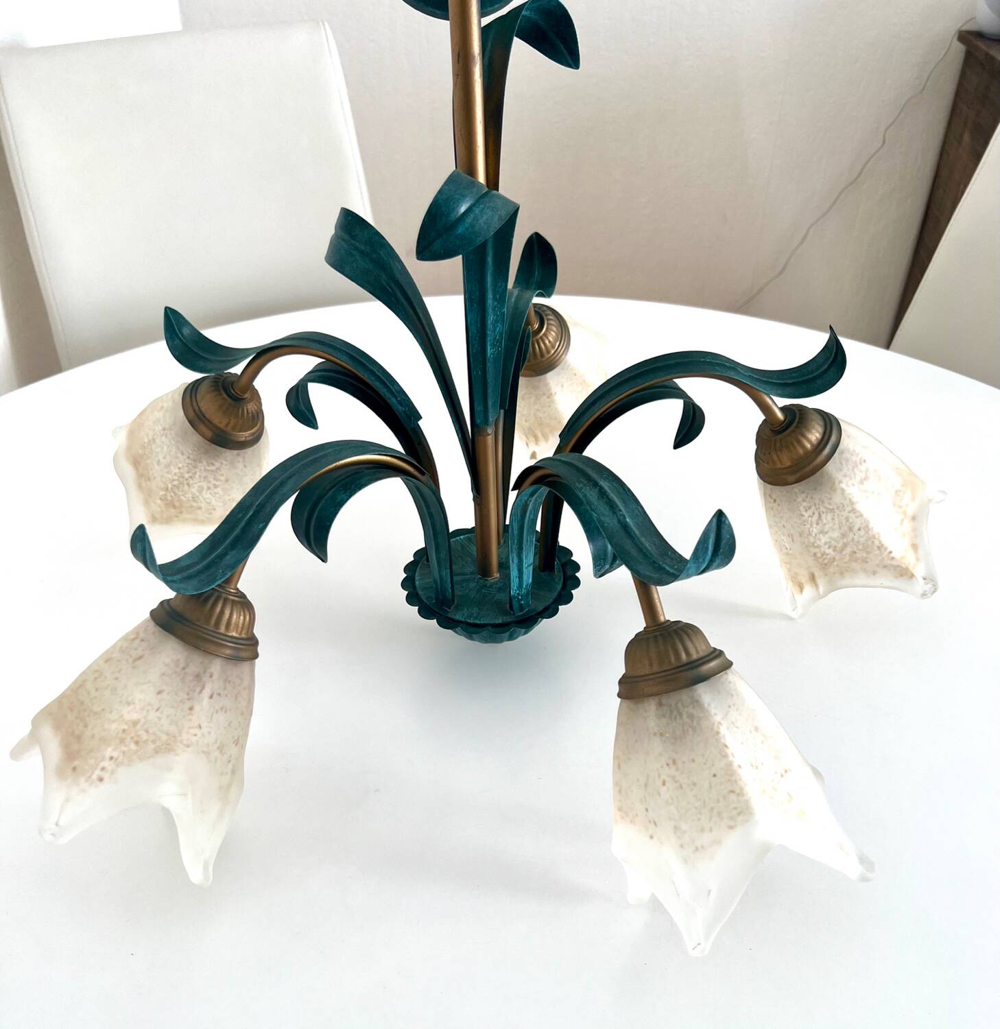 Glass and Metal Chandelier