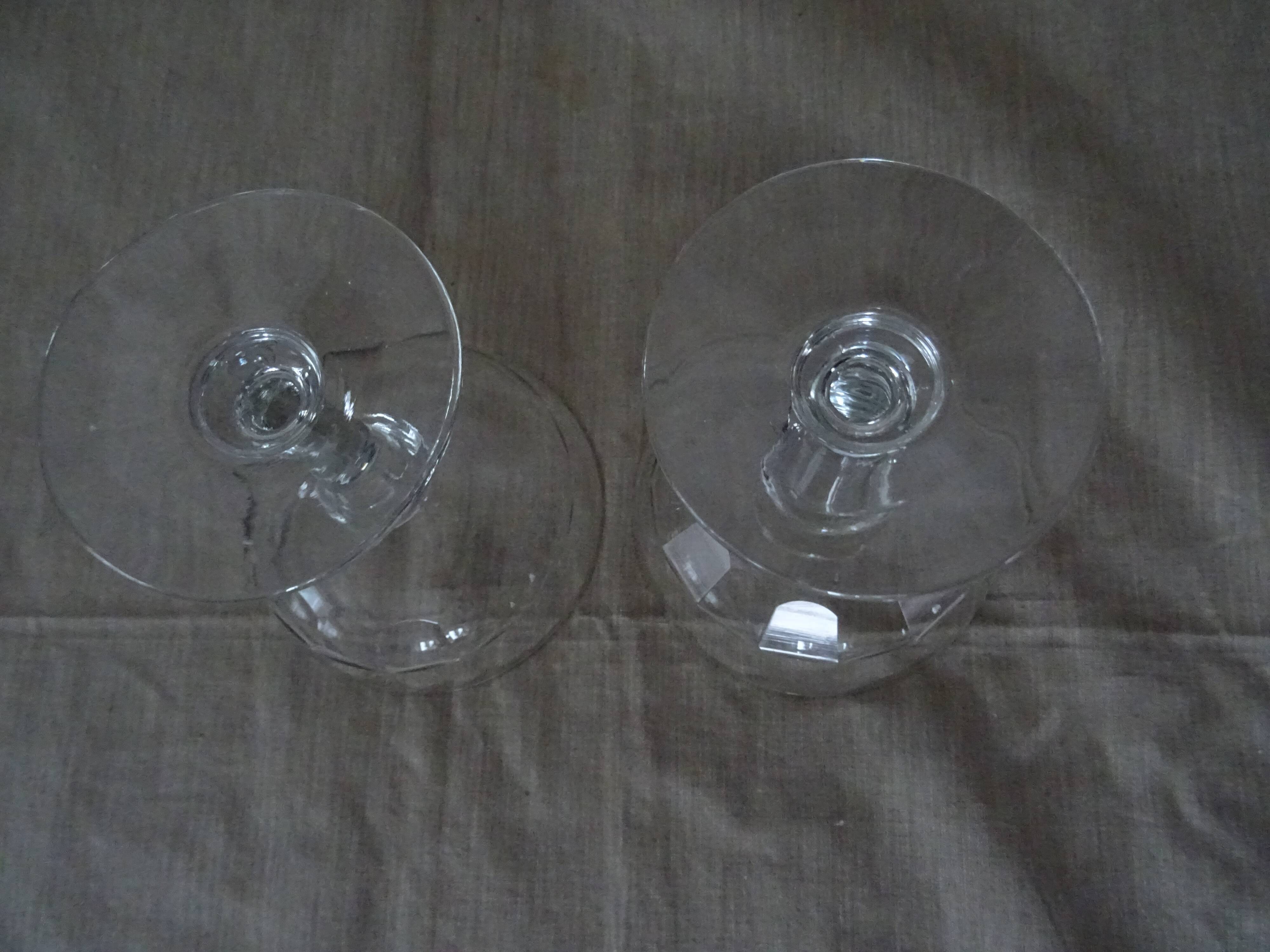 Pair of old champagne glasses crystal faceted louis Philippe
