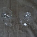 Pair of old champagne glasses crystal faceted louis Philippe