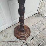 Turned wooden floor lamp – in the style of Charles Dudouyt art deco