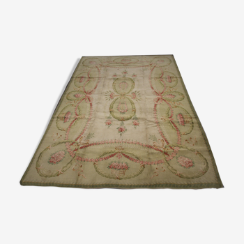 Antique Savonnerie French Carpet 1890 Handwoven Traditional French Antique Rug- 366x274cm