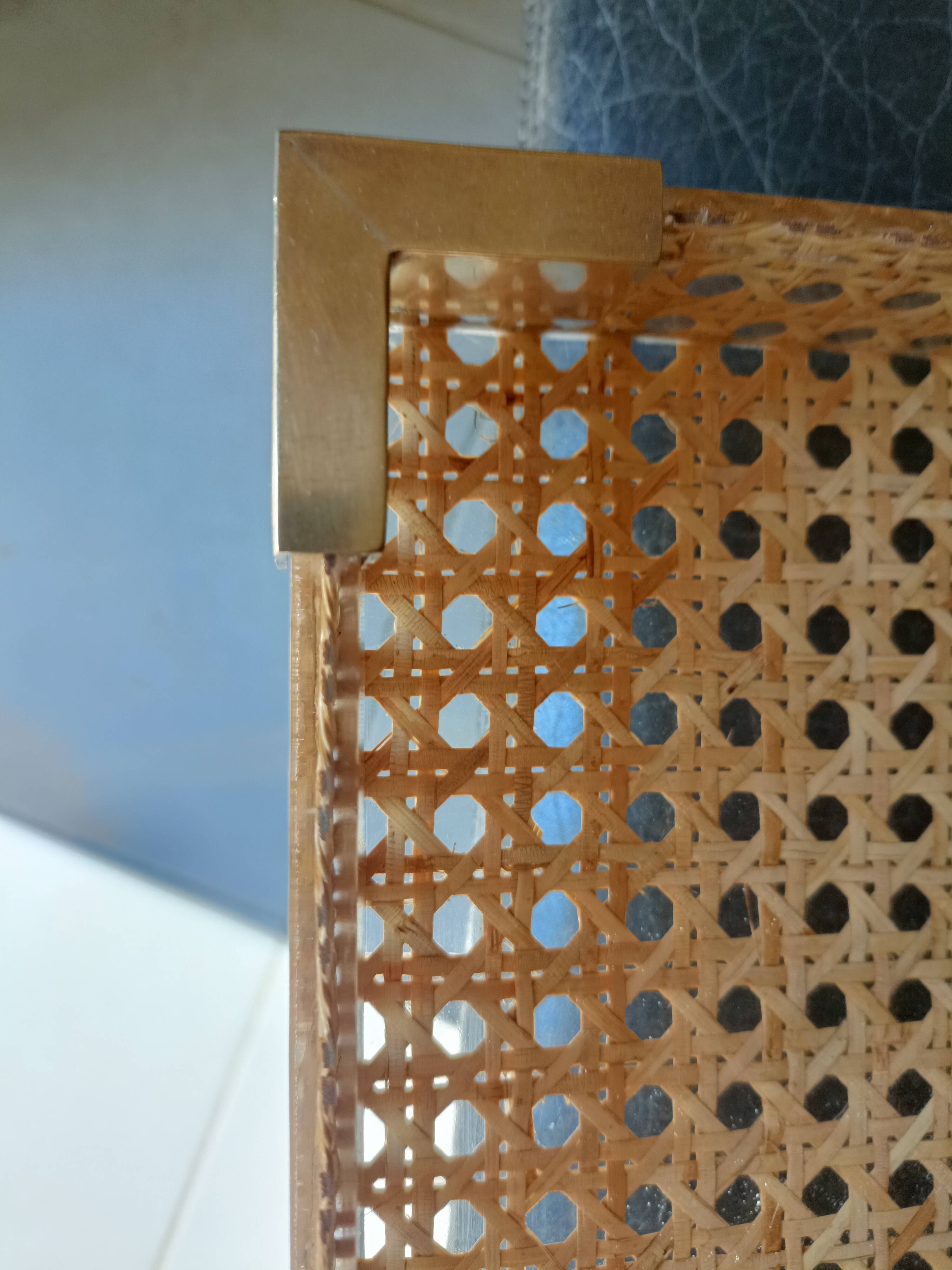 Vintage serving tray in resin and rattan cane