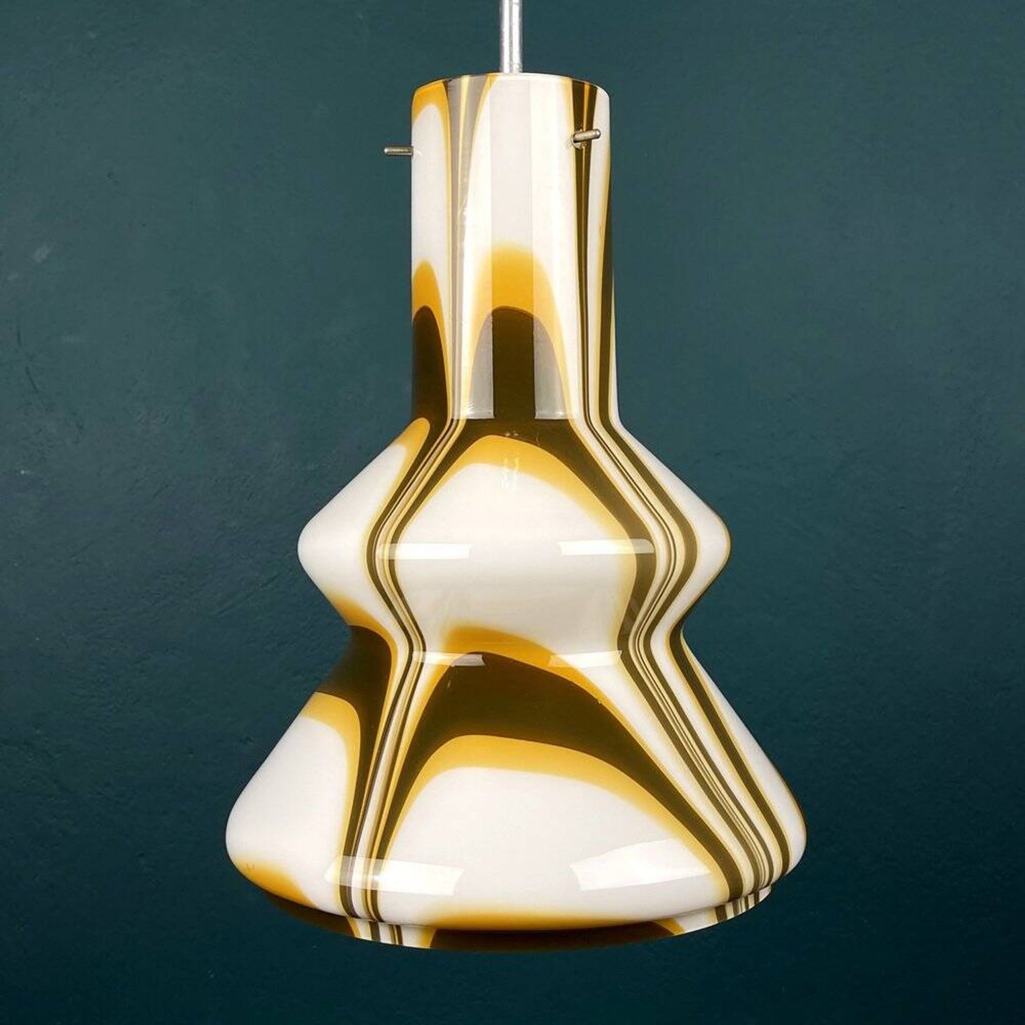 Mid-century brown opaline glass pendant, Murano, Italy, 1950s