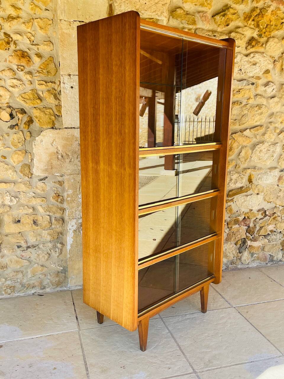 Storage unit/Library with sliding glass doors 1960s