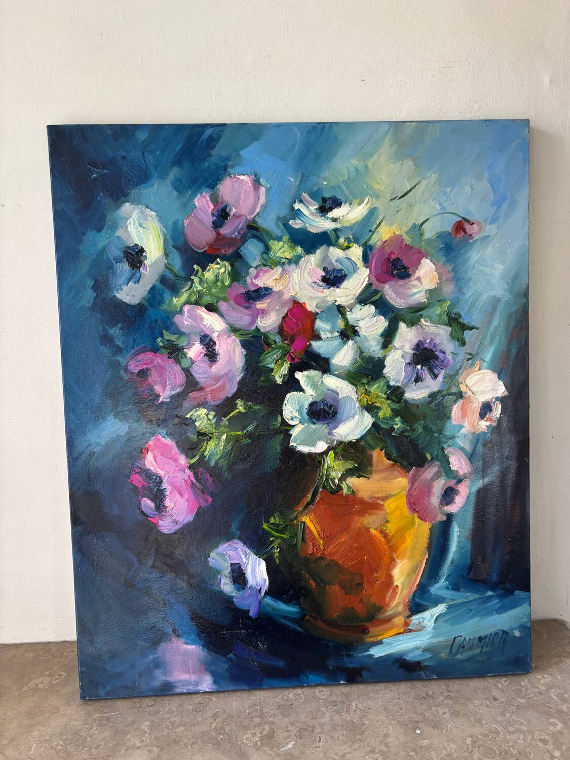 Oil on canvas "Bouquet of Flowers" signed Paumier