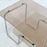 1980s 2-tier chrome coffee table