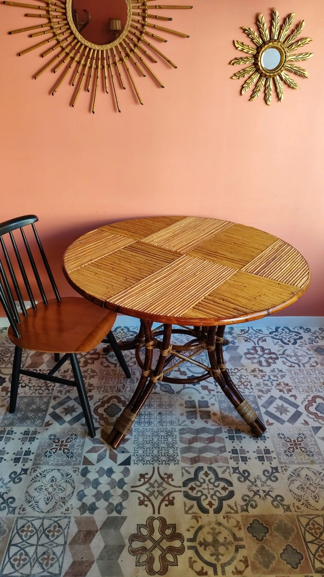 Table vintage en rotin